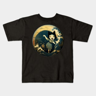 Cat Girl | Japanese Horror Art Kids T-Shirt